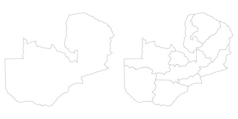 Zambia map set. Map of Zambia in set with white color