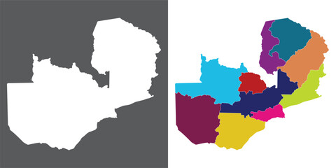 Zambia map set. Map of Zambia in set with multicolor