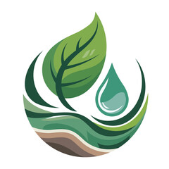 “Green Leaf with Water Drop — Environmental Concept Illustration”