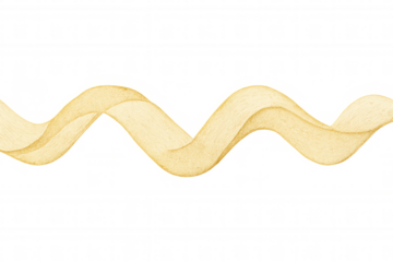 Golden abstract wave fluid ribbon element moving, flowing, and winding on transparent background