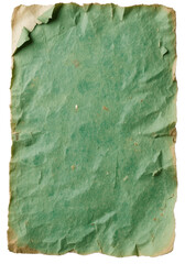 Ripped piece of bright  paper crumpled on white isolated green