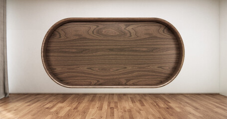 Muji room interior with shelf wall japanese style design.3d rendering