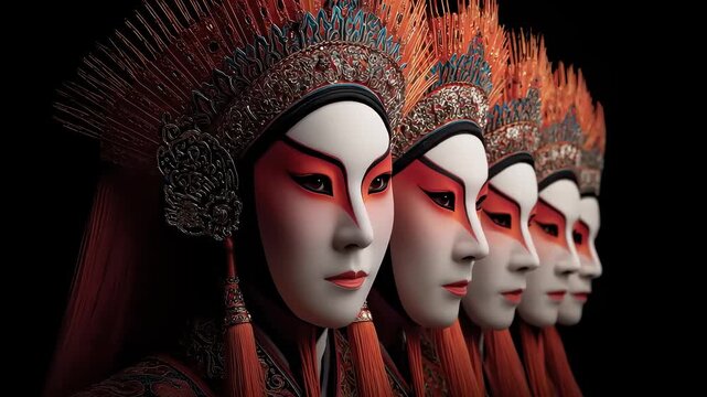 Exquisite Peking Opera Figure Standing Side by Side