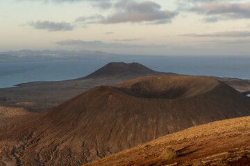 morining views on volcanic landscape in La Graciosa