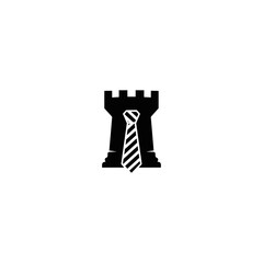 Chess rook wearing a tie