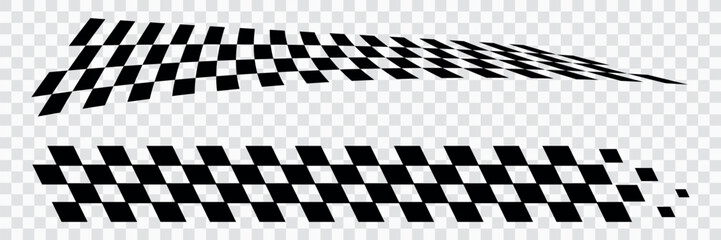 Dynamic Black and White Checkered Racing Flag Stripes Design, Motion Speed Lines Graphic Element