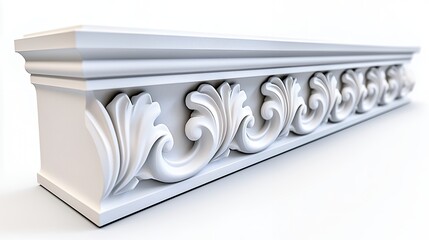 White Ornate Molding with Acanthus Leaf Carvings