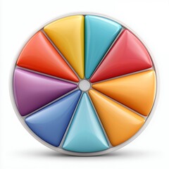 Glossy Circular Wheel Vibrant Triangular Segments Colorful Pie Chart Isolated White Background