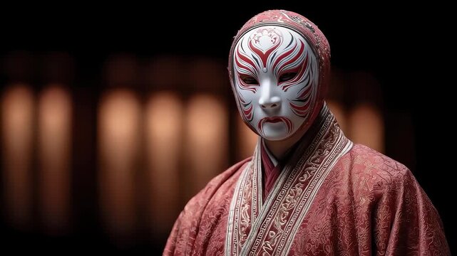 Close-up of a Mysterious Eastern Masked Figure