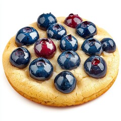 Close up of a Blueberry Cookie on White Background