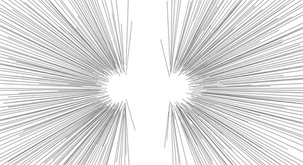 Obraz premium Abstract black and white background with lines radiating from the center. A dynamic graphic element representing speed, explosion, or a focal point.