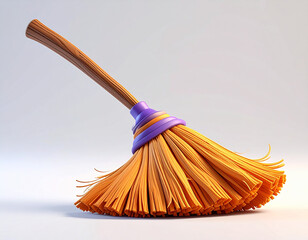 Halloween broom 3d. magic broom.