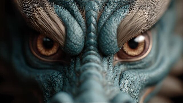 Close-up of the majestic face of Azure Dragon