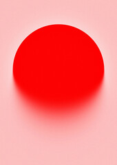 Abstract Red Circle with Soft Drop Shadow on Pink Gradient Background, Minimal Geometric Shape Art, Modern Graphic Design for Background, Poster, and Creative Background