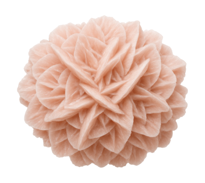 Gypsum rosette featuring crystal clusters in a soft pink shade.