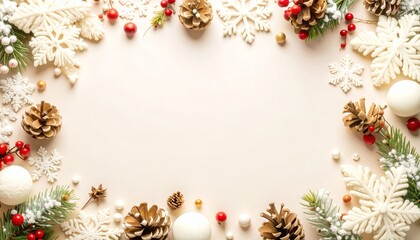 冬のモチーフで彩られたナチュラルなフレーム背景