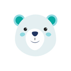 polar bear head icon clipart vector on transparent background