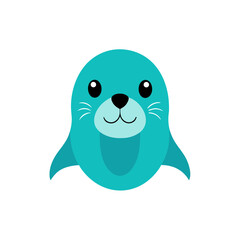 sea lion head icon clipart vector on transparent background