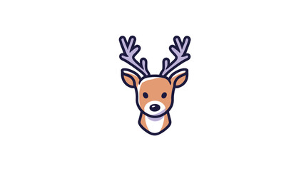 Adorable cartoon deer head illustration with prominent antlers. Cute wild animal graphic for nature and wildlife themes.