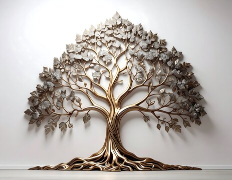 Ornate gold and silver tree sculpture