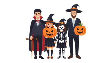 Halloween Family Portrait: A family dressed in spooky Halloween costumes, ready to enjoy a night of trick-or-treating. Capturing the essence of festive season, togetherness, and imaginative play.