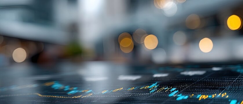 Financial data analysis displayed on a digital screen in a modern office setting during daytime