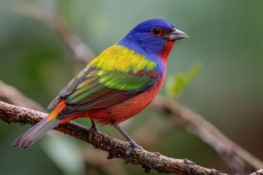Painted Bunting Bird - Passerina ciris - Most Beautiful Coloured Bird of North America, Mexico