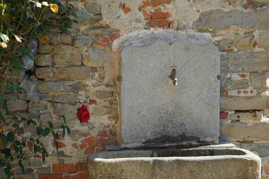Stone fountain at Murazzano, Piedmont - Italy