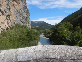 View of the river Verdon from the Roc Bridge near Castellane, France