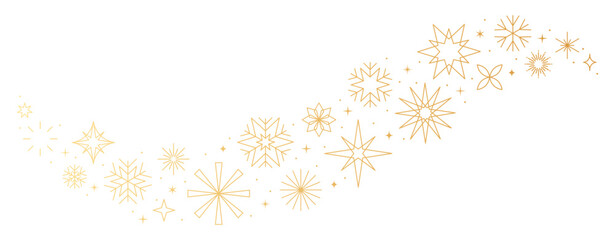 Christmas border, gold star, snowflake, fireworks pattern