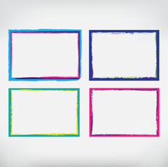 Blank set of vector photo frames, vintage border designs, paper card templates, and scrapbook sticker collection with color old picture album art decoration pattern illustration