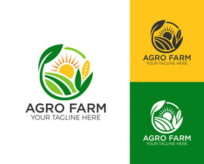 Agriculture logo and agro farm green logo template vector design