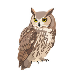 Detailed Vector Illustration of a Great Horned Owl Isolated on White
