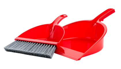 Two red housekeeping tool variations isolated on transparent background