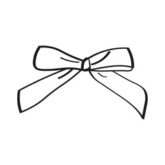 Vector hand drawn decorative bow. Doodle decorative element  for celebration. Simple doodle bow