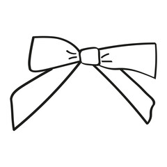 Decorative vector hand drawn bow. Doodle decorative element for gifts