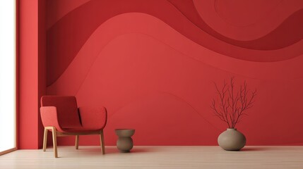 Minimalist Red Wallpaper Calming Tones