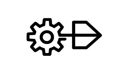 Obraz premium Gear and Arrow Process Icon. Outline Symbol for Workflow, Settings, Development, Production, or System Configuration.