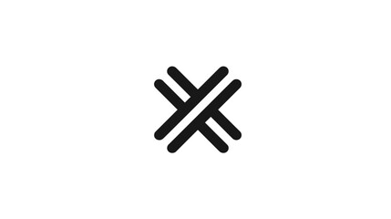Obraz premium Modern minimalist abstract black and white geometric symbol icon, simple linear graphic design element