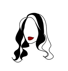Woman design with long haïr and red lipstick 