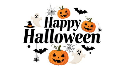 Spooky Halloween Decoration: A collection of charming Halloween icons against the backdrop of a festive celebration, the essence of All Hallows' Eve. 