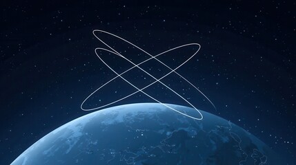 Minimal Vector Art Satellite Ellipses Earth