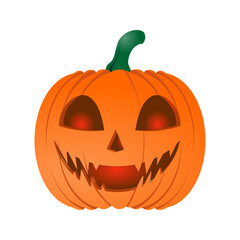 Spooky Jack-O'-Lantern Halloween Icon, Evil Grinning Pumpkin Vector Illustration, Orange Halloween Jackolantern Face