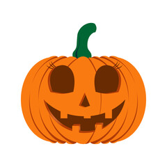 Spooky Jack-O'-Lantern Halloween Icon, Evil Grinning Pumpkin Vector Illustration, Orange Halloween Jackolantern Face