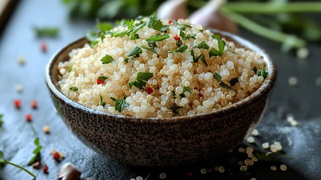 Healthy Quinoa Salad with Fresh Herbs and Spices.