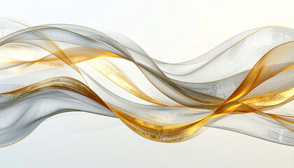 Elegant abstract background with flowing gold and grey waves.