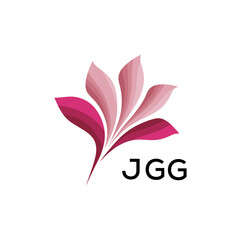 Fototapeta premium Modern Pink Leaf Logo Vector, JGG Later Logo, Gradient Petal Logo Concept, Creative Minimal Nature Logo, 