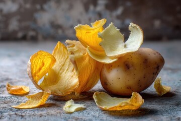 Peel Here. Fresh Organic Potato Peels Ready for Harvest
