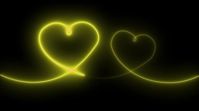 abstract glowing neon heart icon Valentines day symbol Concept of unrequited love and herd bit neon sign animation on black background. 4k animation.