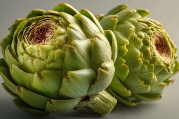 Fototapeta premium Phosphorous Food: Macro View of Fresh Globe Artichoke, Edible Perennial Thistle Vegetable